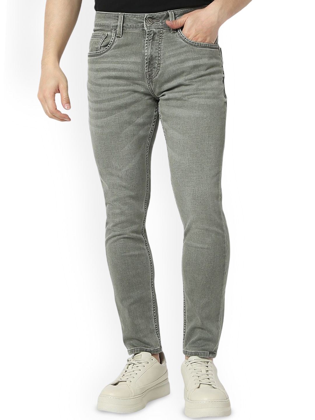 

SPYKAR Men Slim Fit Light Fade Jeans, Grey