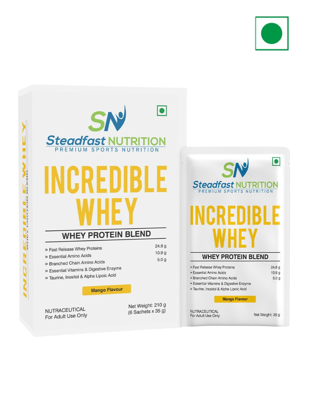 

Steadfast Nutrition Incredible Whey Protein Incredible You Mango 6 Sachets 210g, White