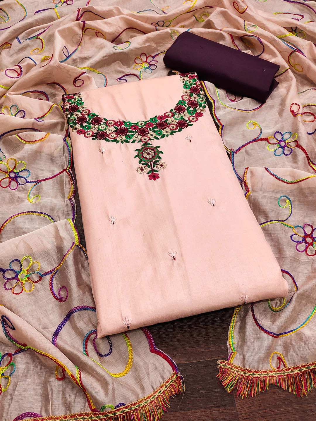 

Maroosh Embroidered Unstitched Dress Material, Pink