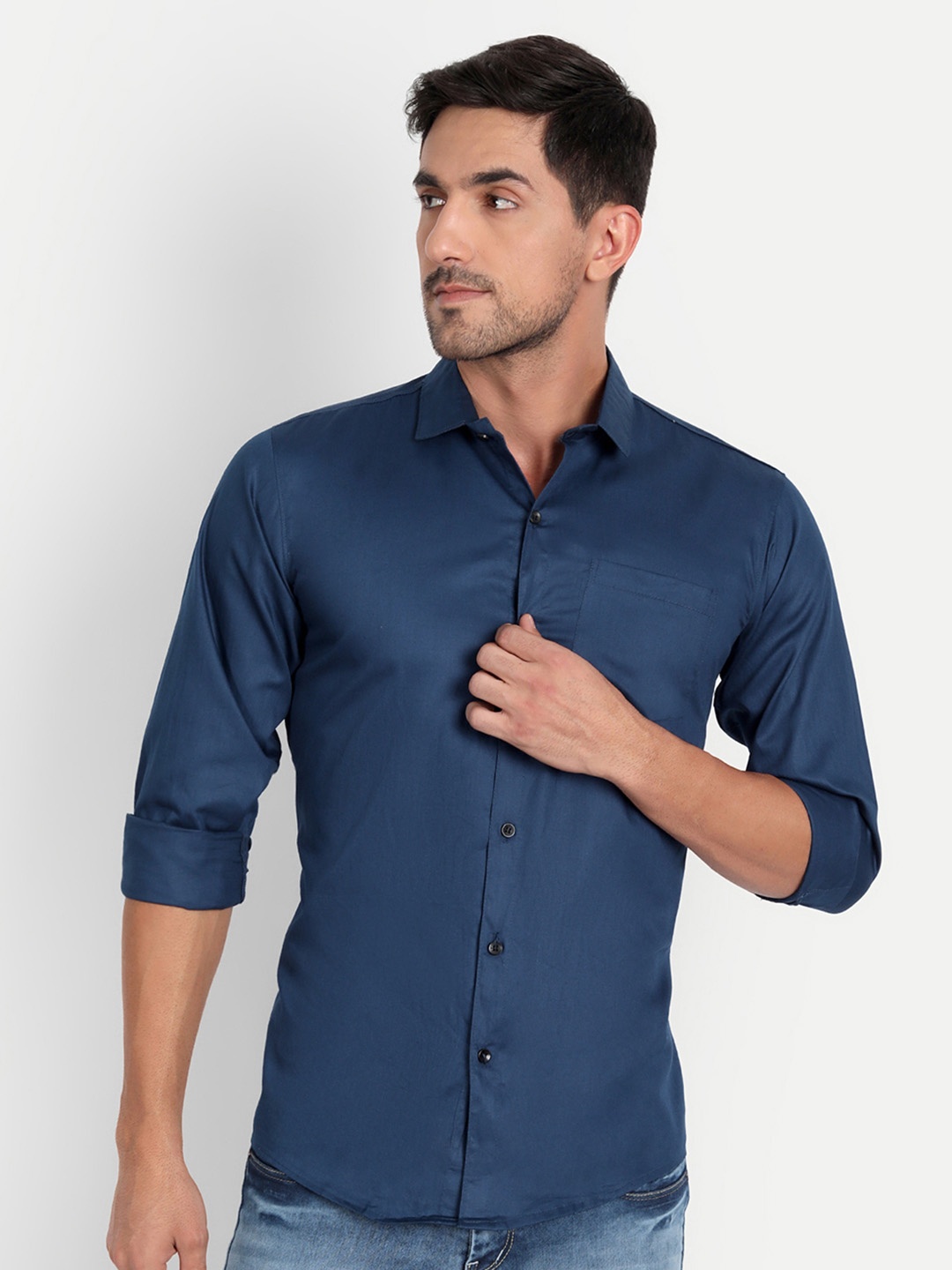 

Tanip Men Comfort Sheer Casual Shirt, Blue