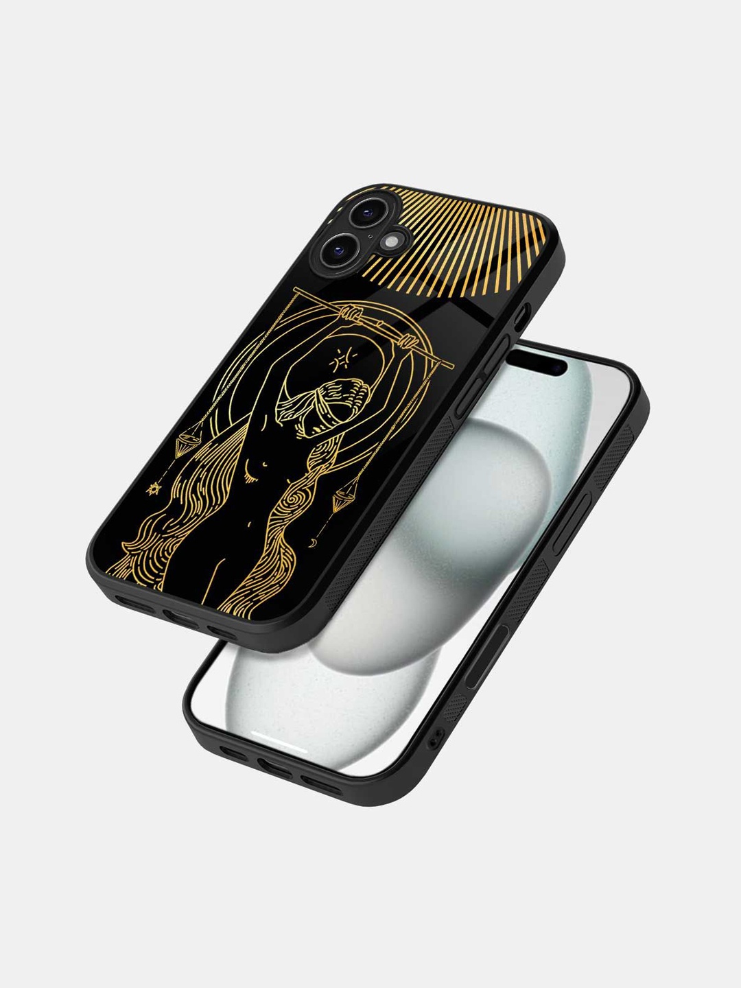

macmerise Quirky Printed iPhone 16 Bumper Case Mobile Accessories, Black