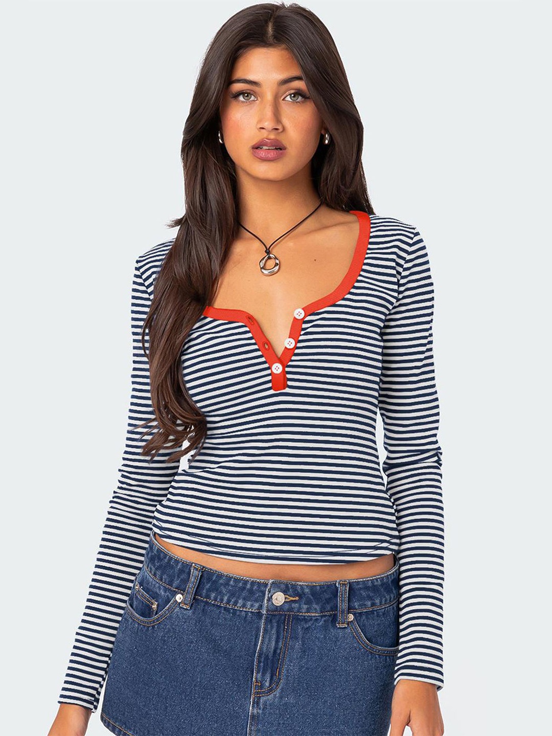 

LULU & SKY Striped Crop Top, Multi