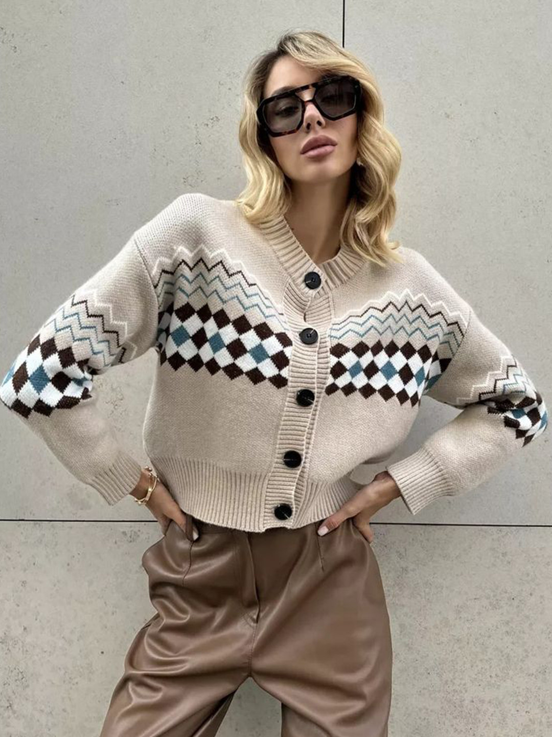 

LULU & SKY Women Cardigan, Khaki