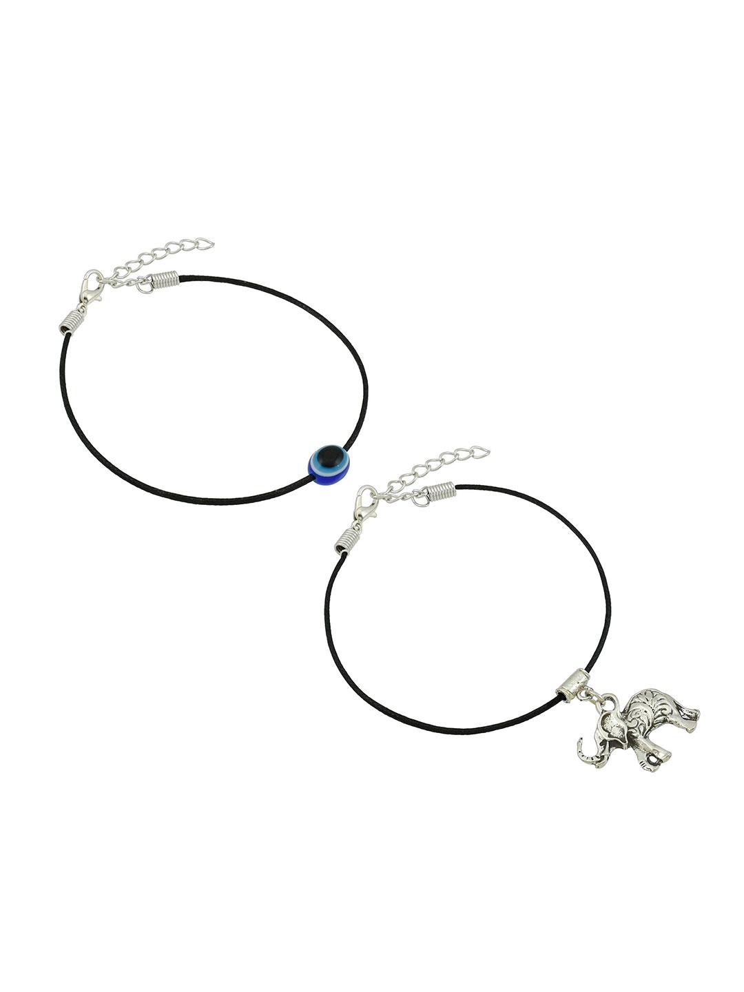

HIGH TRENDZ Women Set of 2 Anklets, Black
