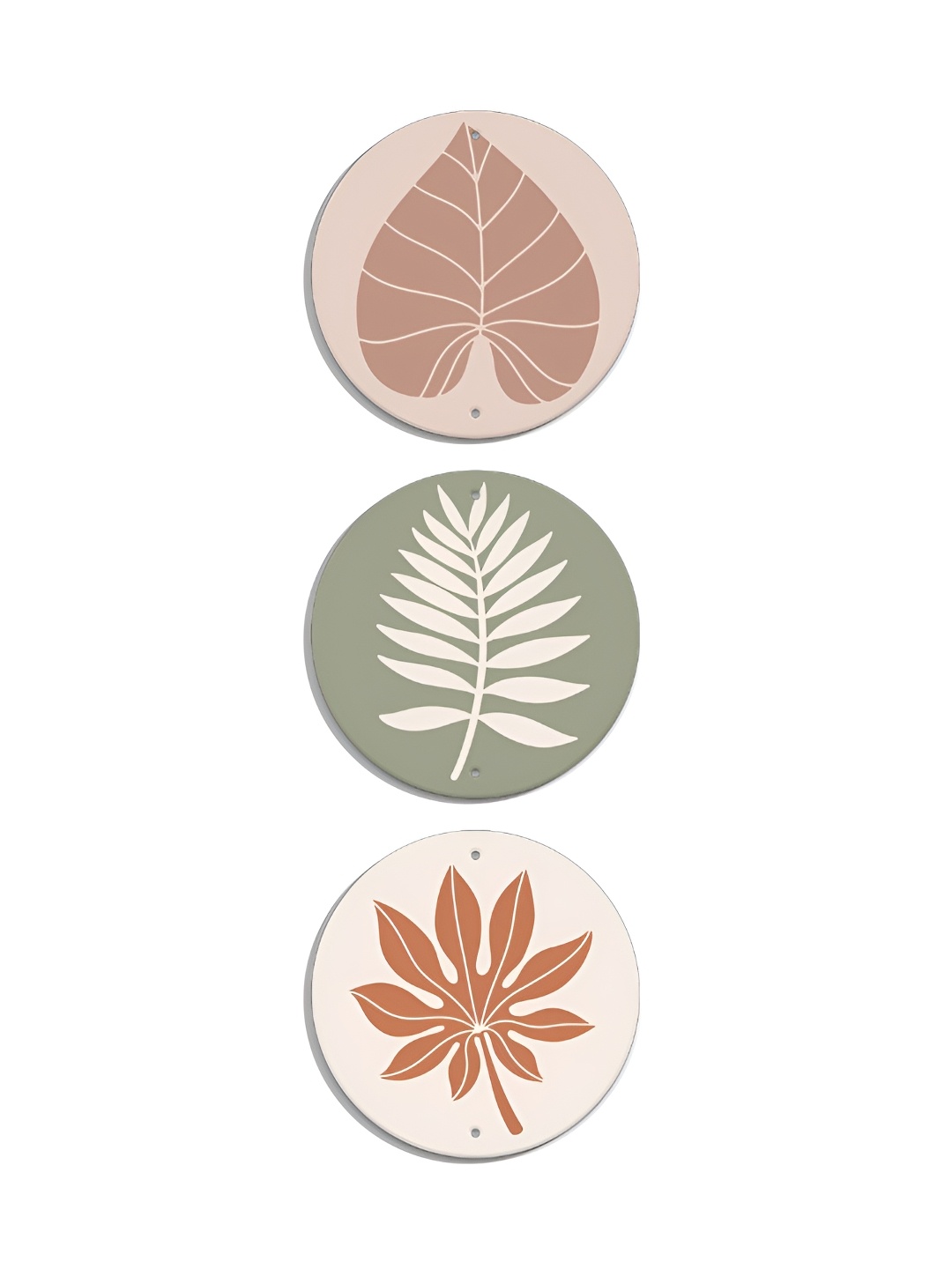 

OLIVE TREE Pack Of 3 Pink & White Printed Wooden Wall Hangings