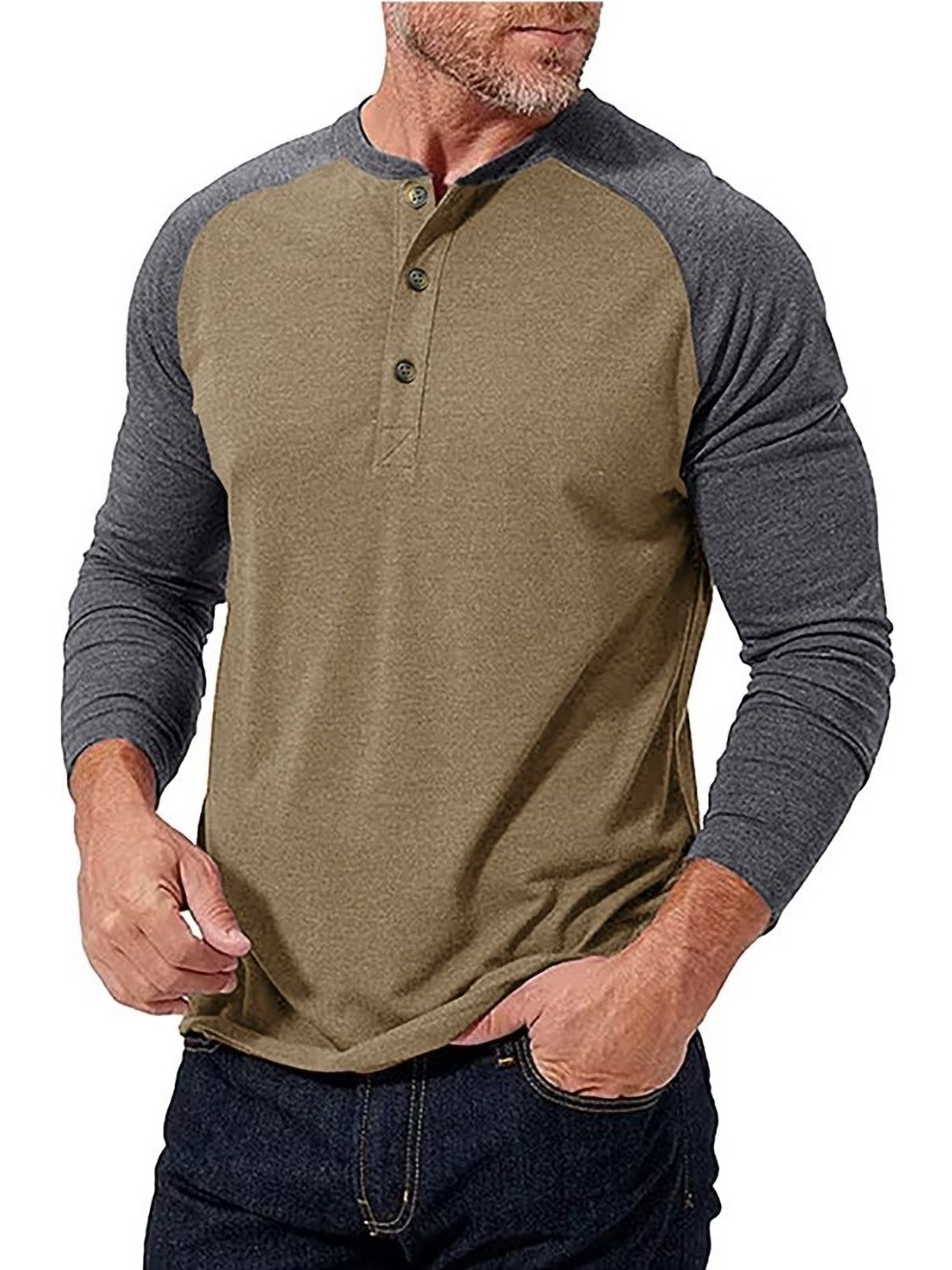 

StyleCast x Revolte Men Colourblocked T-shirt, Khaki