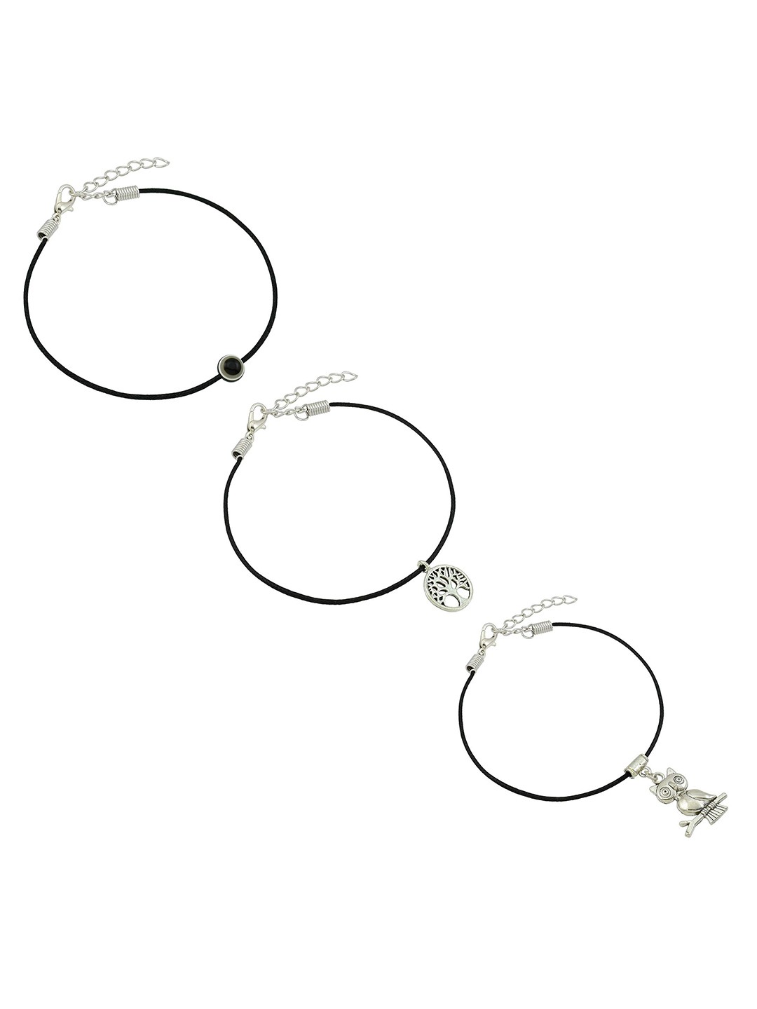 

HIGH TRENDZ Women Set of 2 Anklets, Black