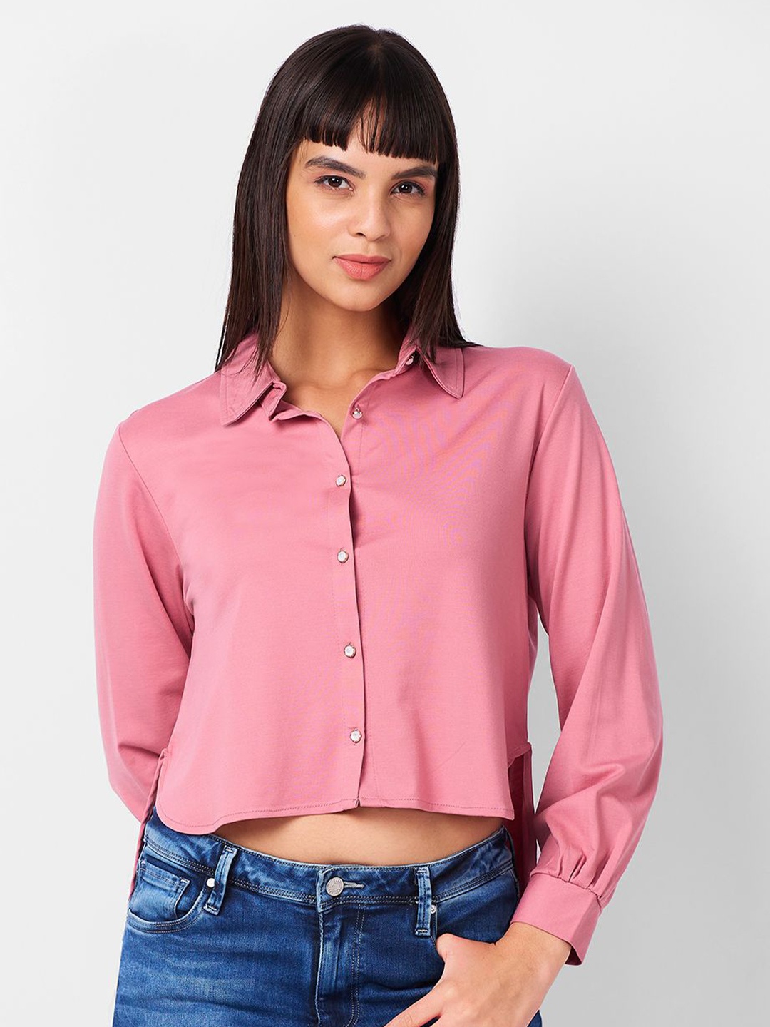 

IZEL Women Slim Fit Solid Casual Shirt, Pink