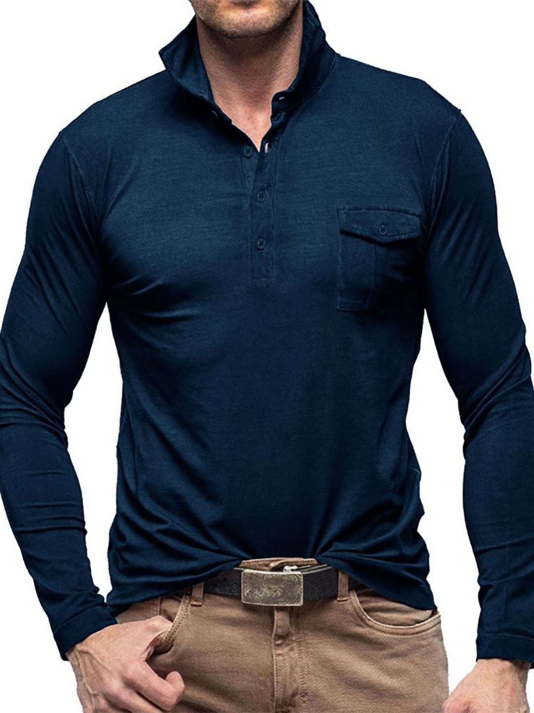 

StyleCast x Revolte Men Polo Collar T-shirt, Blue