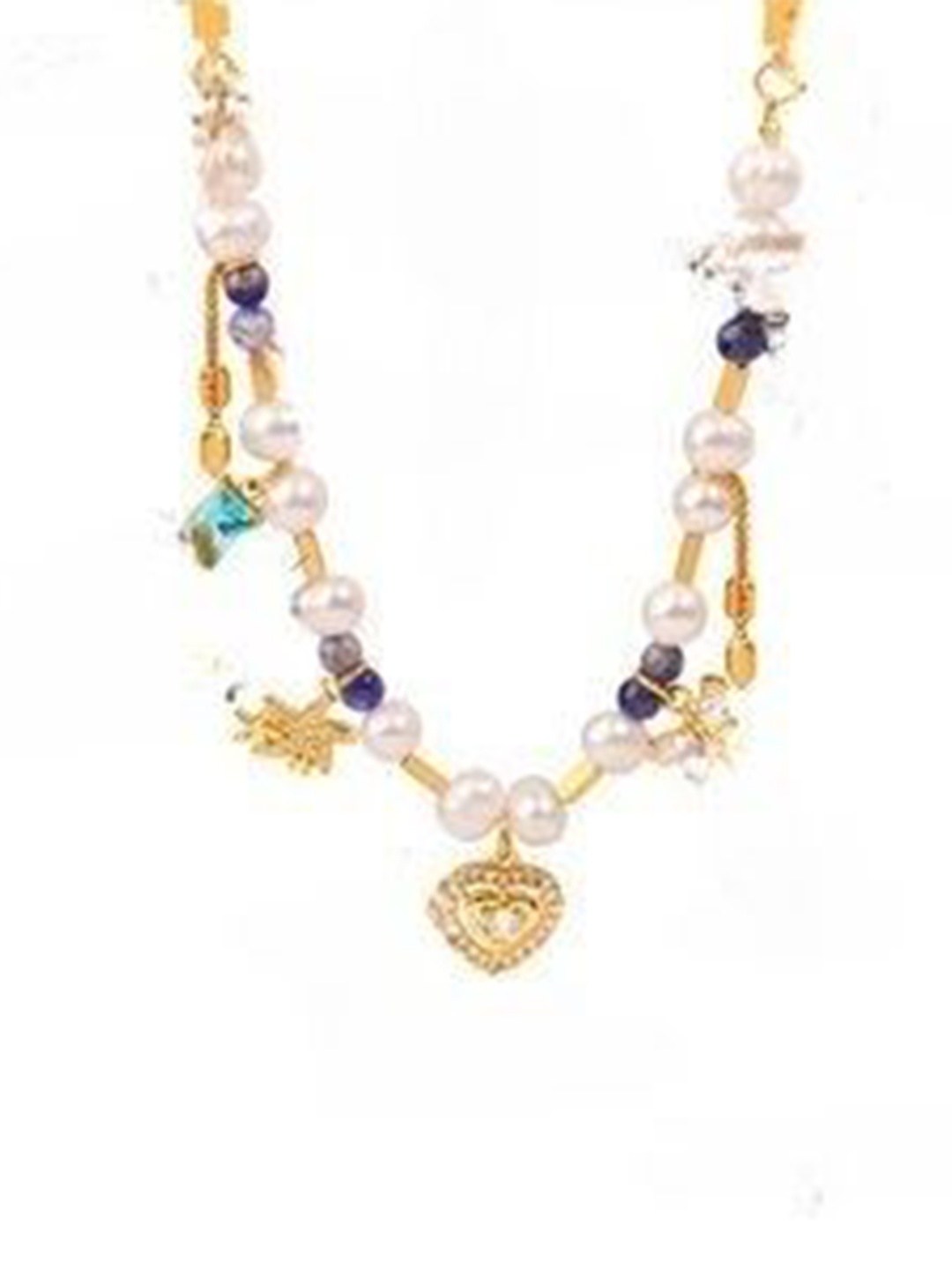 

Just Lil Things Artificial Stones and Beaded Necklace, Gold