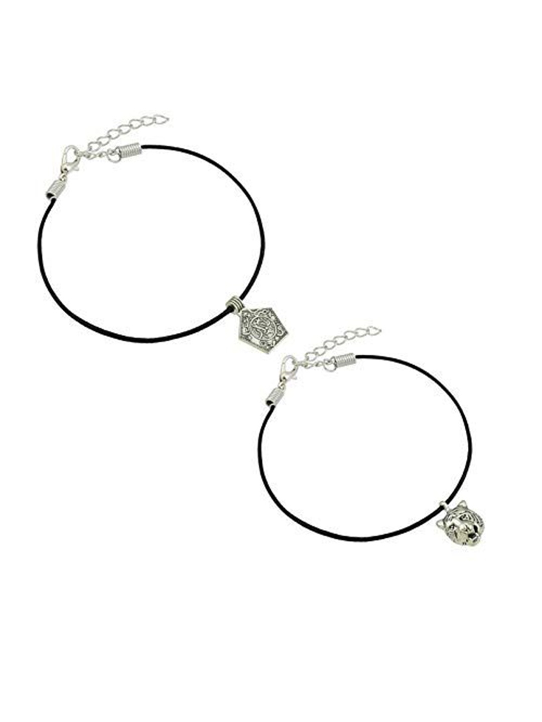 

HIGH TRENDZ Women Set of 2 Anklets, Black