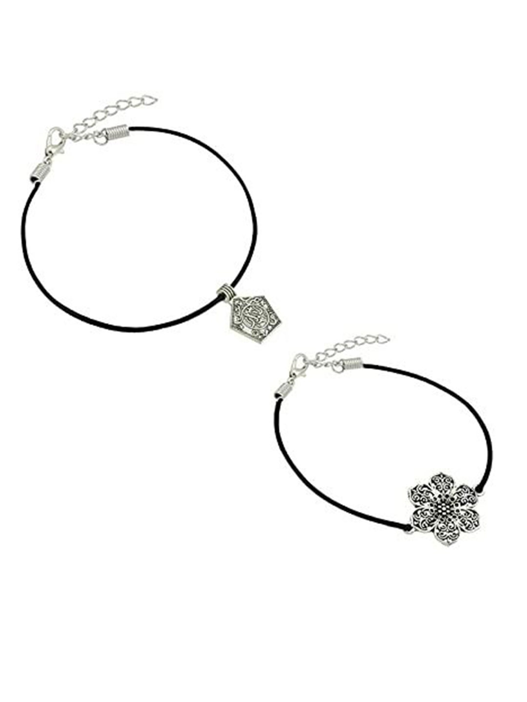 

HIGH TRENDZ Women Set of 2 Anklets, Black