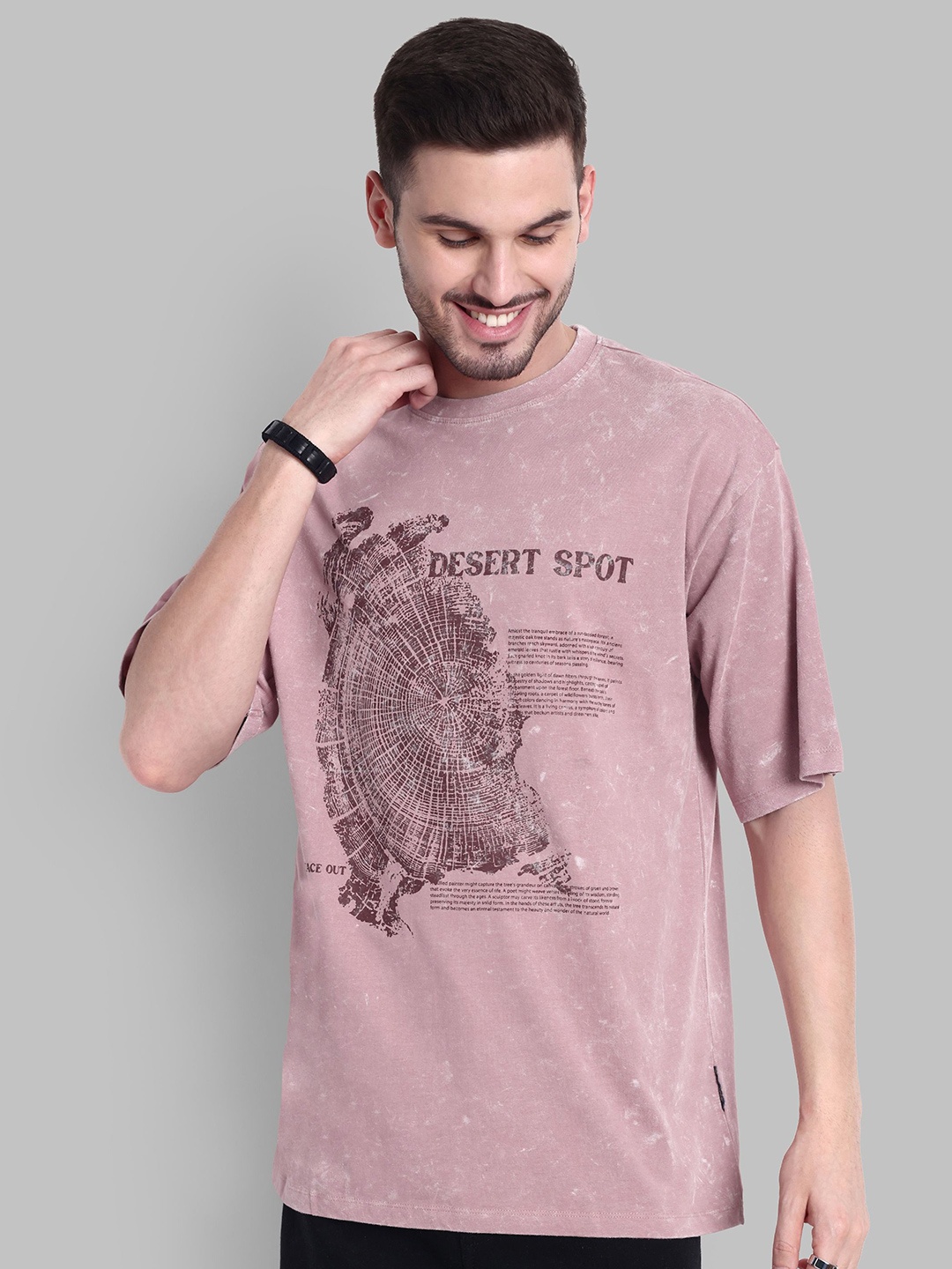 

The Roadster Lifestyle Co Graphic Printed Pure Cotton Relaxed Fit T-shirt, Pink
