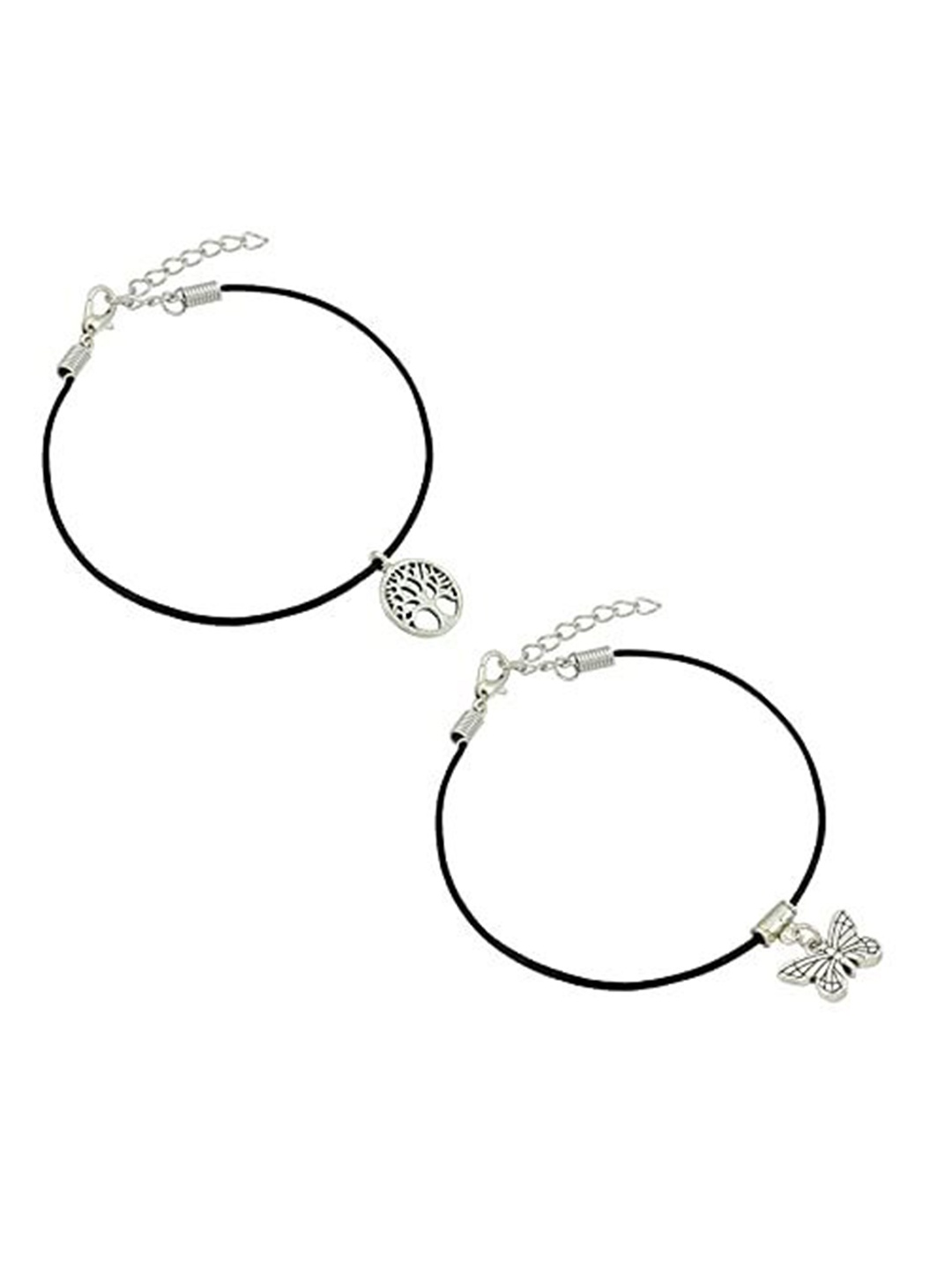 

HIGH TRENDZ Women Set of 2 Anklets, Black