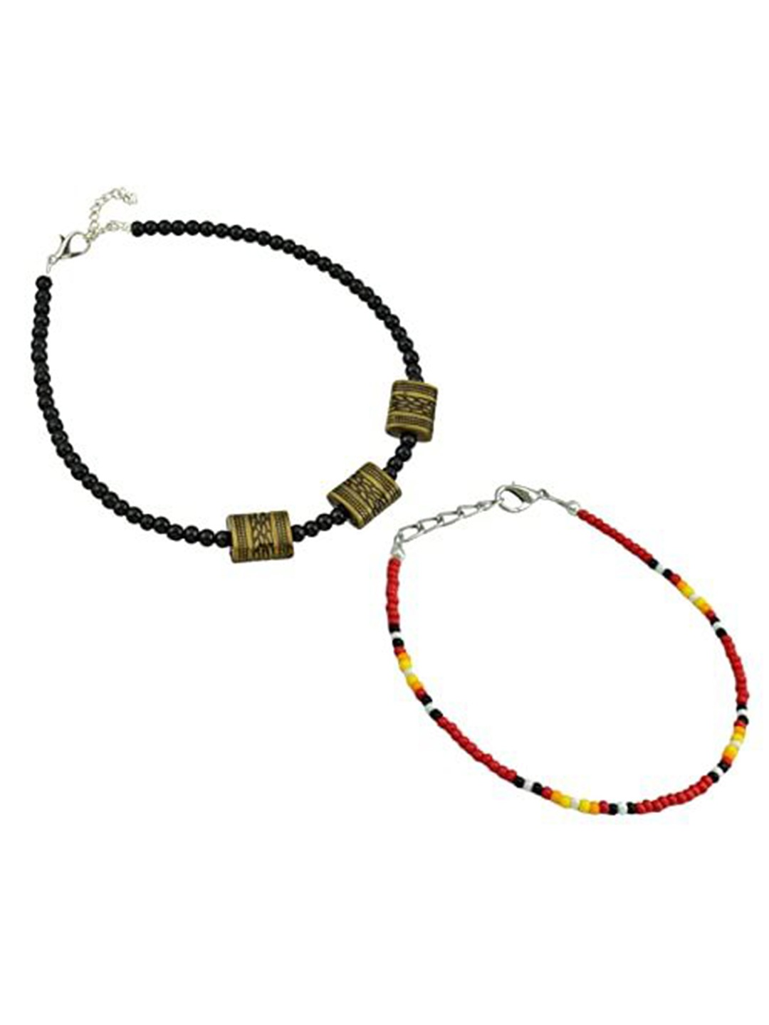 

HIGH TRENDZ Women Set of 2 Anklets, Black