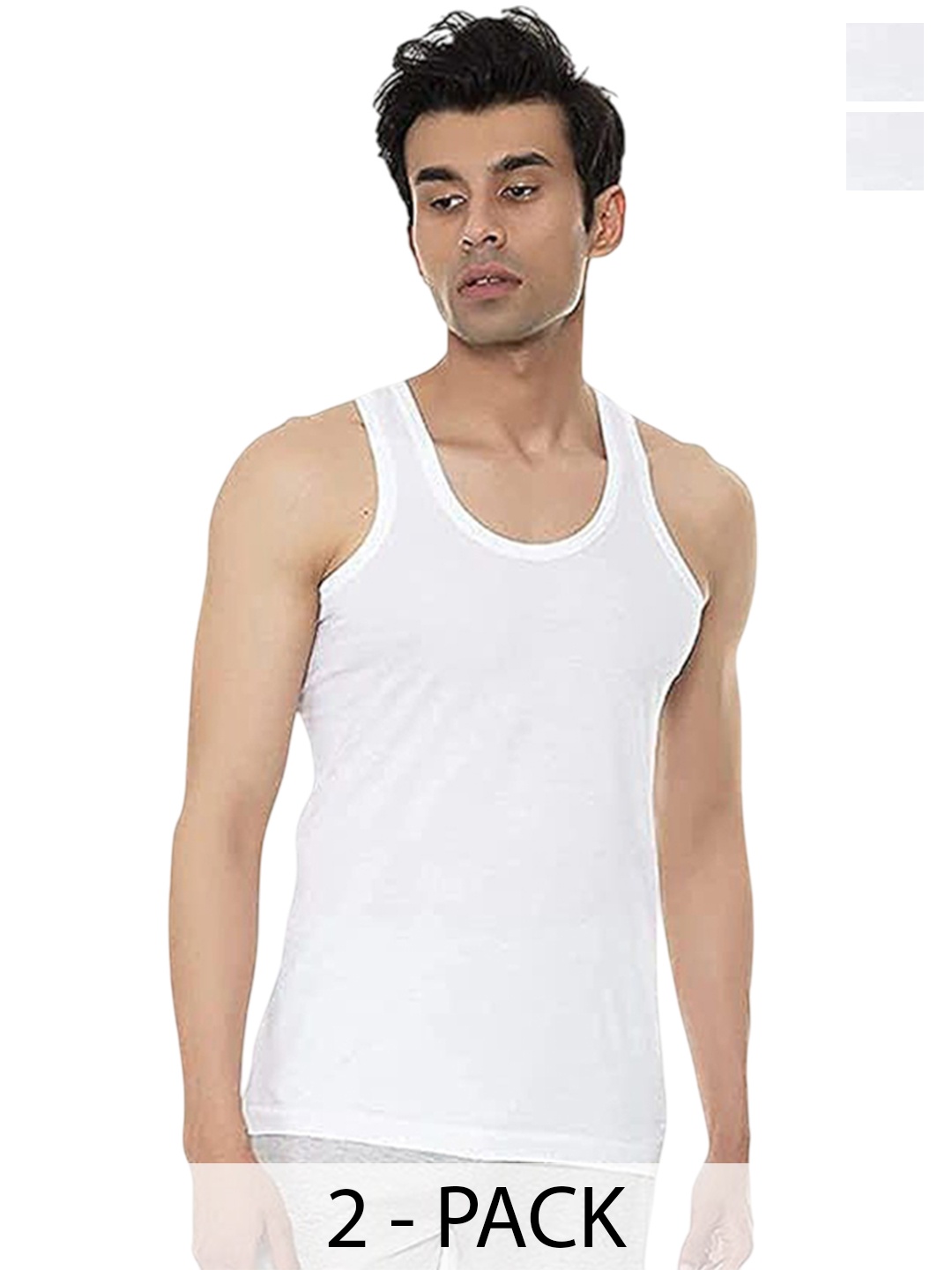 

AMUL COMFY Pack Of 2 Cotton Basic Vest, White