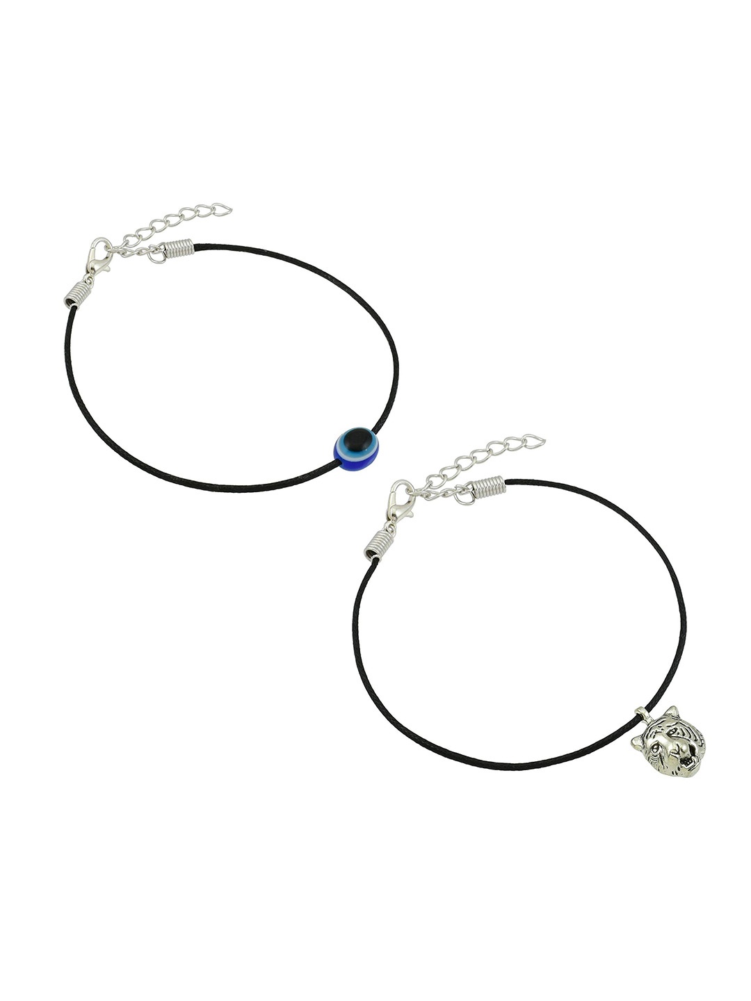 

HIGH TRENDZ Women Set of 2 Anklets, Black