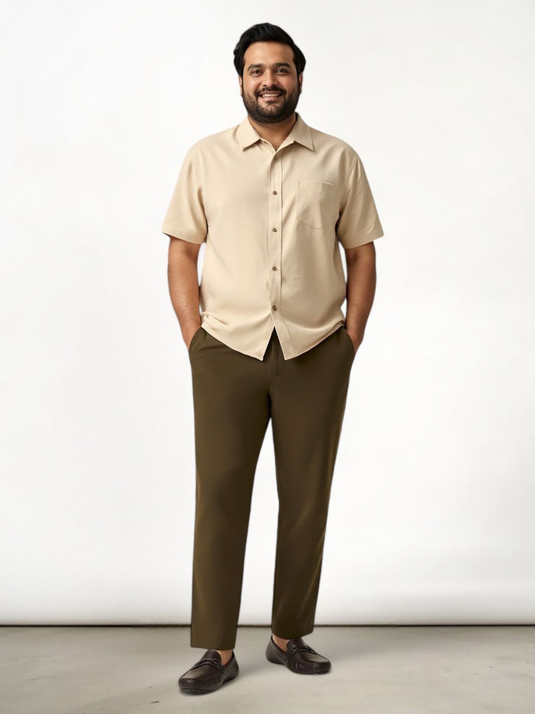

The Pant Project Men Plus Size Comfort Slim Fit Non Iron Trousers, Olive