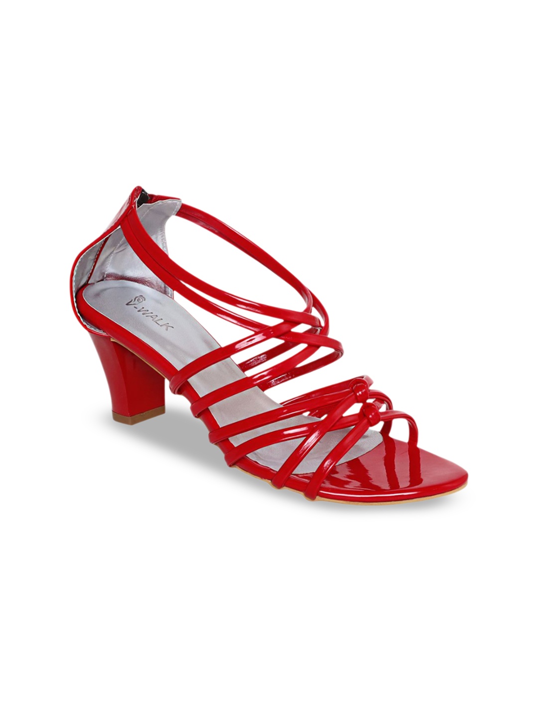 

V-WALK Party Block Sandals with Tassels, Red