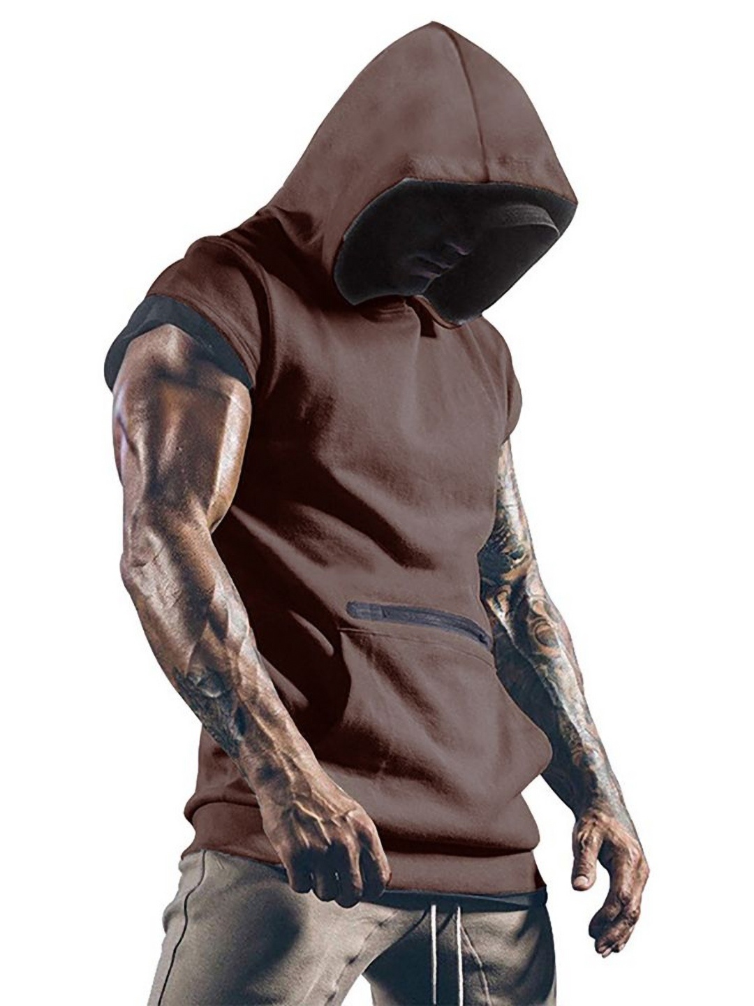 

StyleCast x Revolte Men Hooded T-shirt, Brown