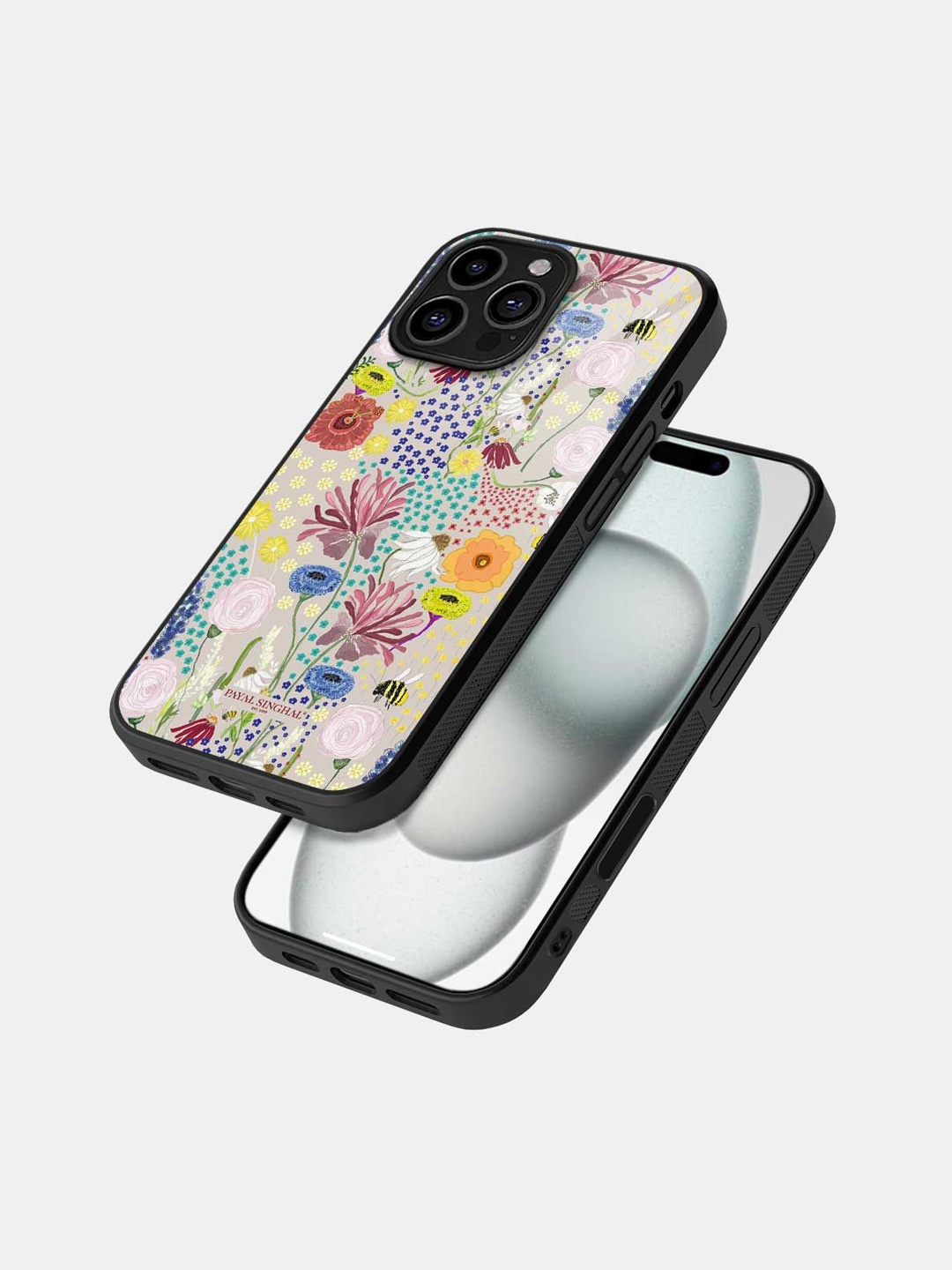 

macmerise Floral Printed iPhone 16 Pro Max Bumper Case Mobile Accessories, Black