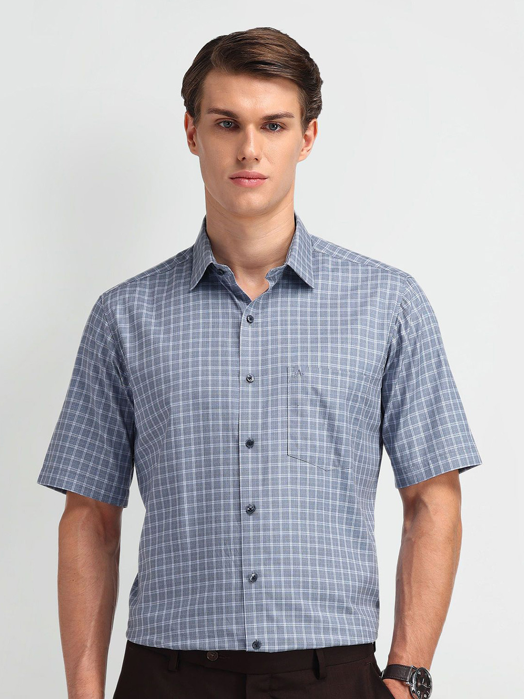 

Arrow Men Opaque Checked Casual Shirt, Blue