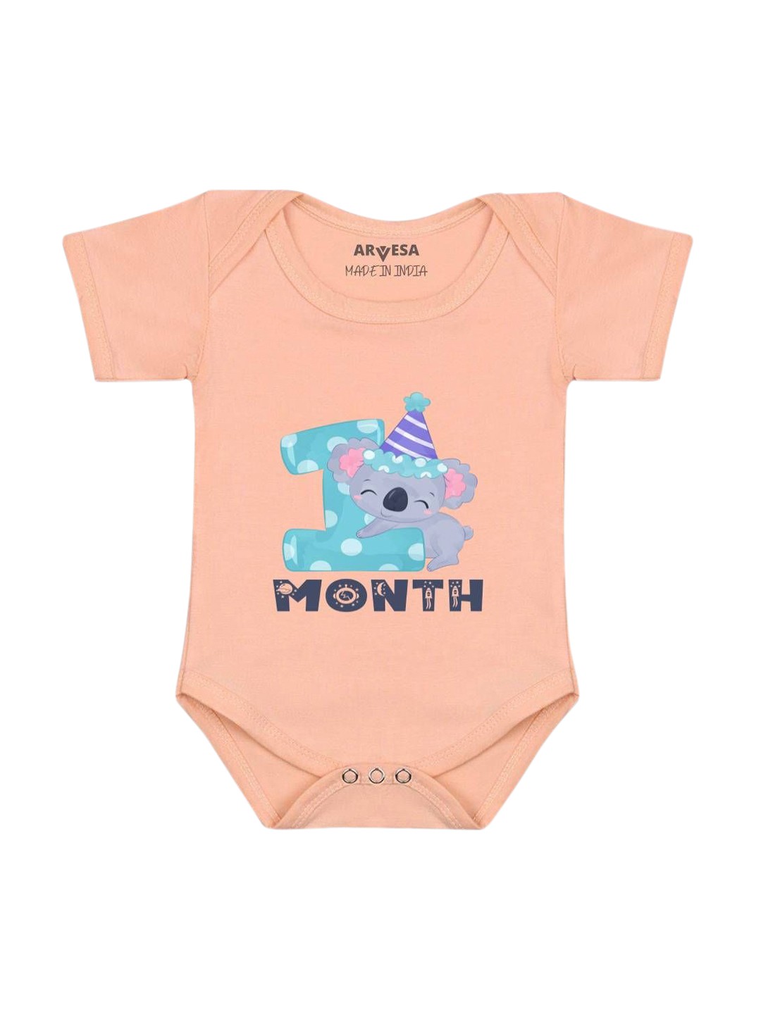 

Arvesa Infants Printed Body Suit, Peach