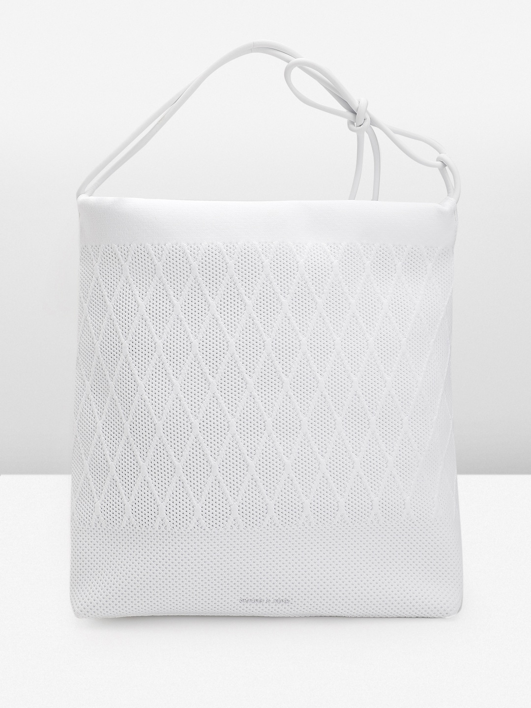 

CHARLES & KEITH Geometric Woven Design Structured Shoulder Bag, White