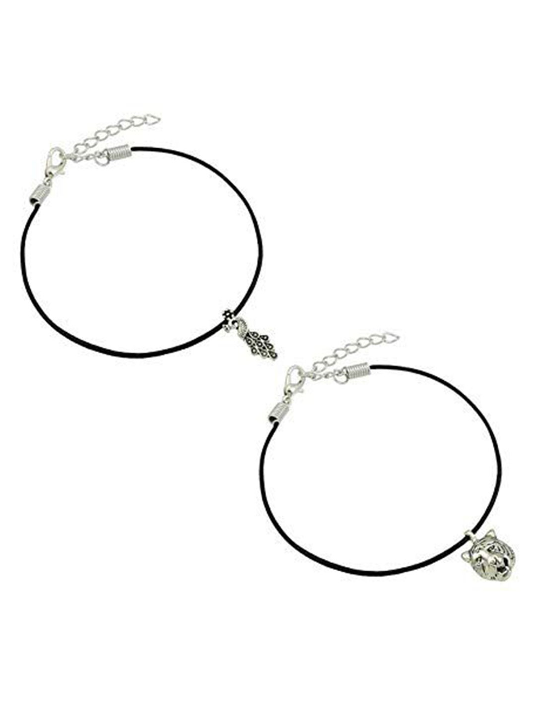 

HIGH TRENDZ Women Set of 2 Anklets, Black