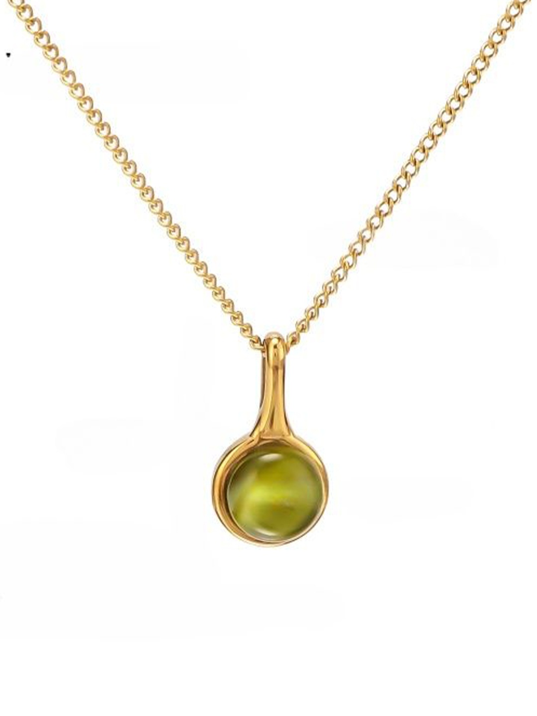 

Just Lil Things Round Shape Stone Studded Pendant With Chain, Gold