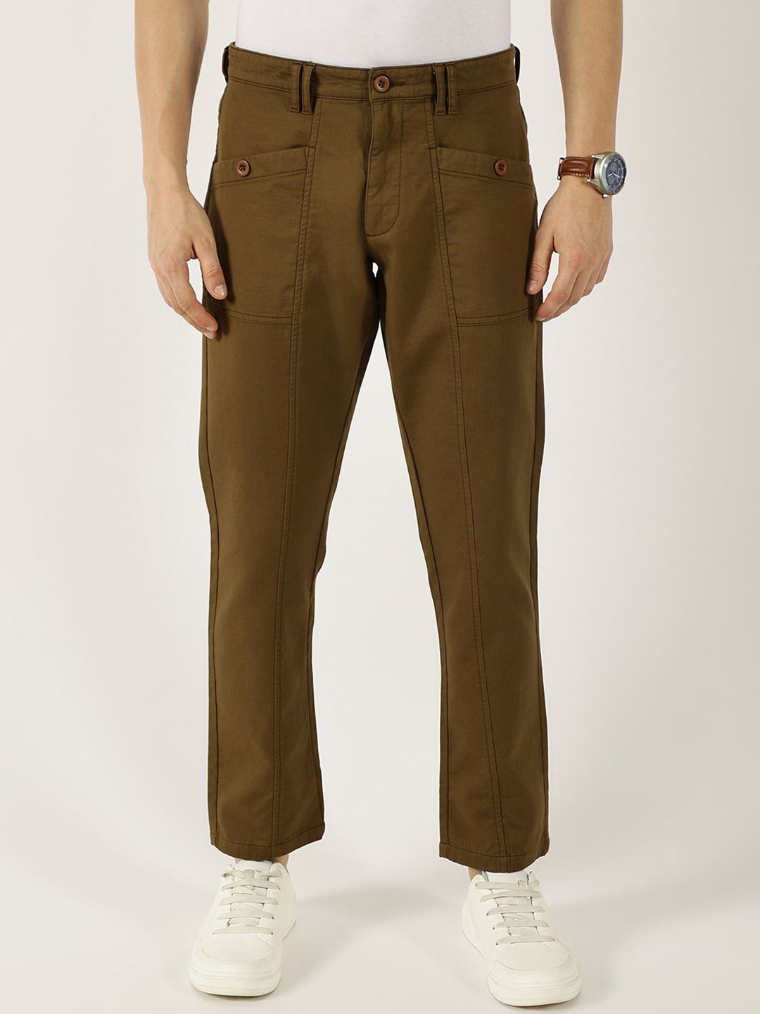 

Thomas Scott Men Smart Easy Wash Cargos Trousers, Khaki