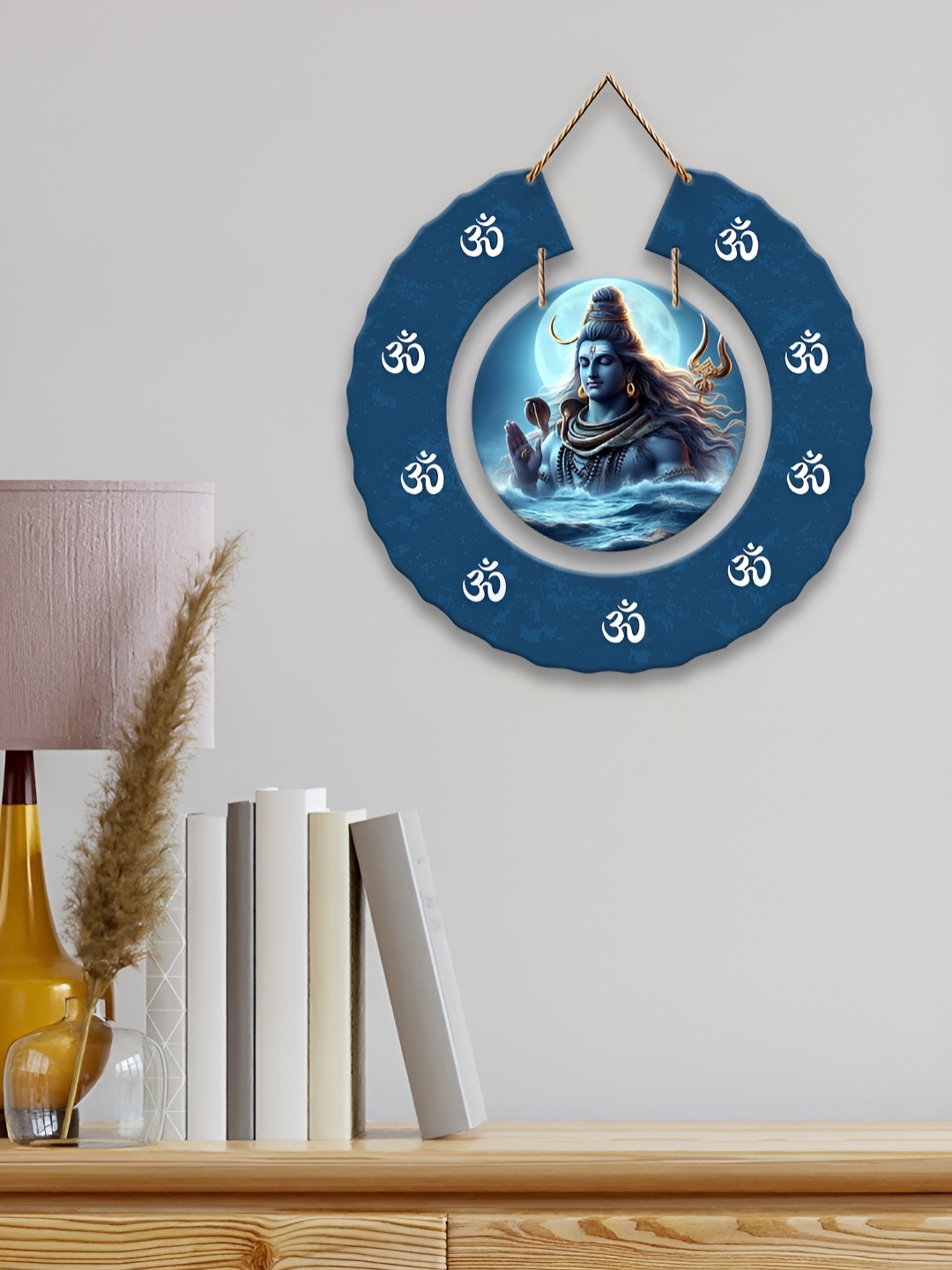

ArtVibes Blue & White Printed Wooden Wall Hanging