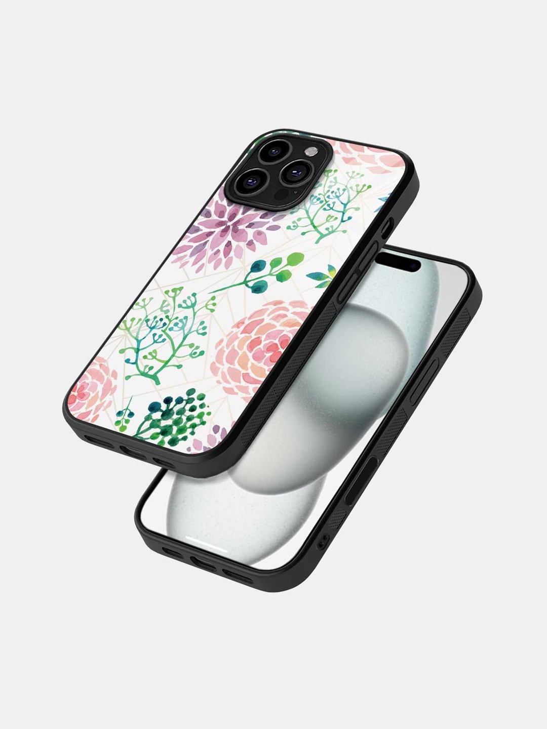 

macmerise Floral Printed iPhone 16 Pro Max Bumper Case Mobile Accessories, Black