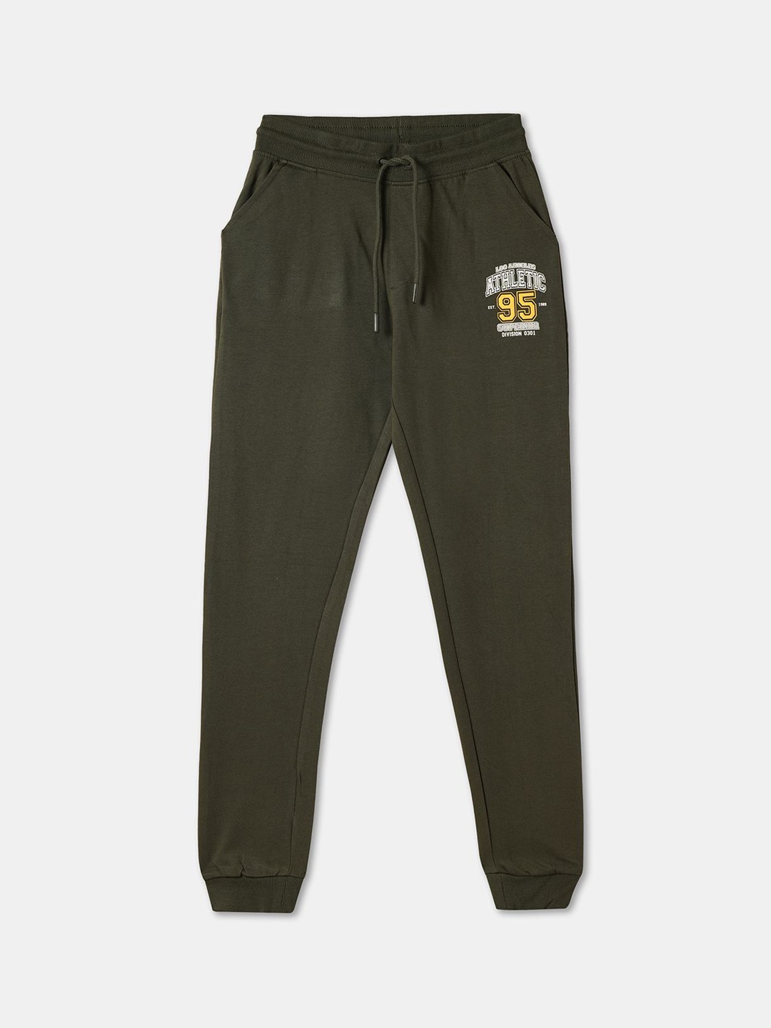 

R&B Boys Cotton Mid Rise Joggers, Olive