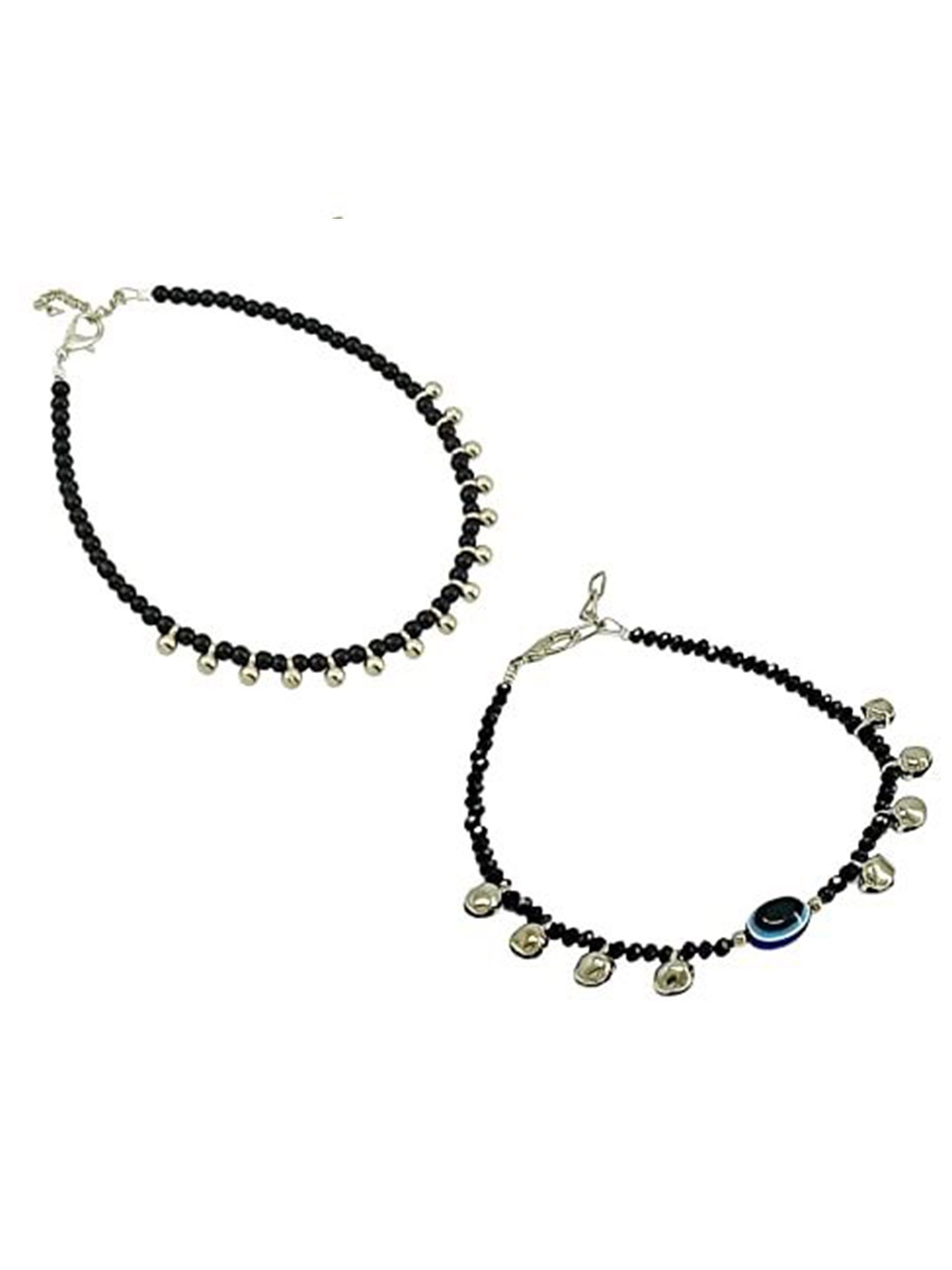 

HIGH TRENDZ Women Set of 2 Anklets, Black