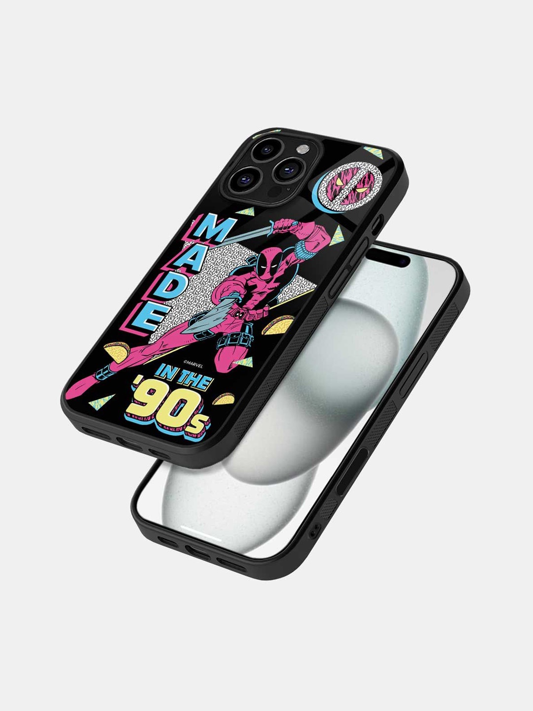 

macmerise Quirky Printed iPhone 16 Pro Bumper Case Mobile Accessories, Black
