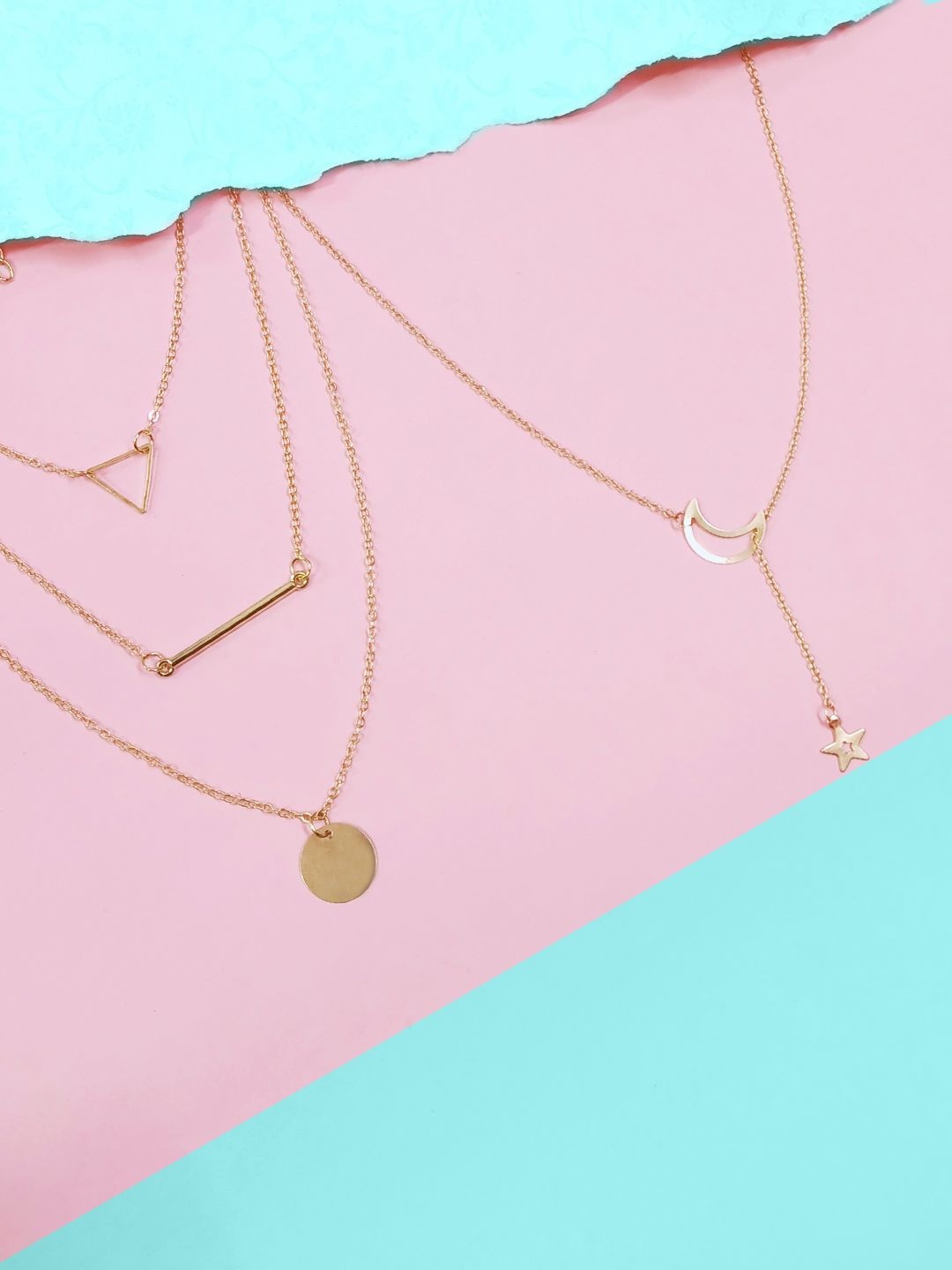 

DressBerry Gold-Toned Set of 2 Star Moon Layered Necklaces