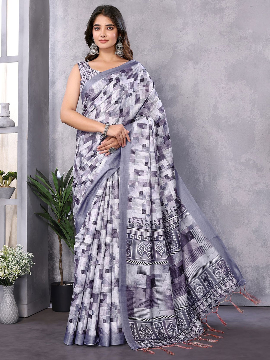 

KALINI Art Silk Saree, White