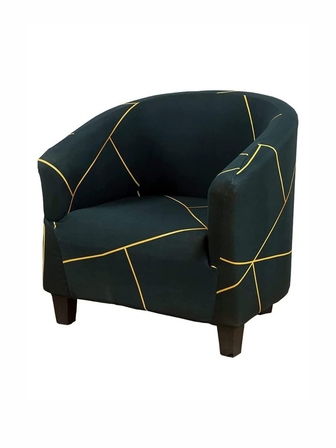 

HOUSE OF QUIRK Green & Yellow Printed Chair Cover