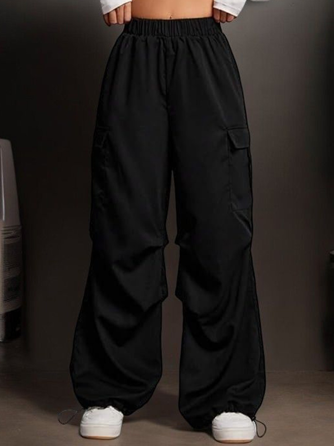 

TABADTOD Women Striped Relaxed Loose Fit Trousers, Black