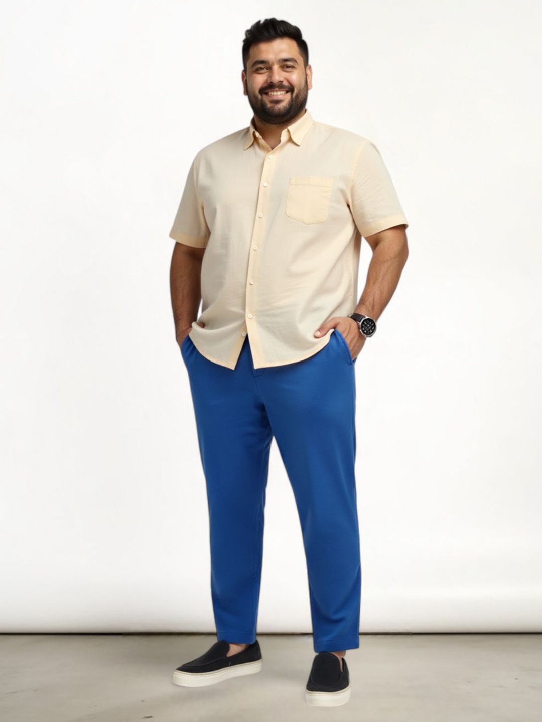 

The Pant Project Men Plus Size Comfort Slim Fit Chinos Trousers, Blue