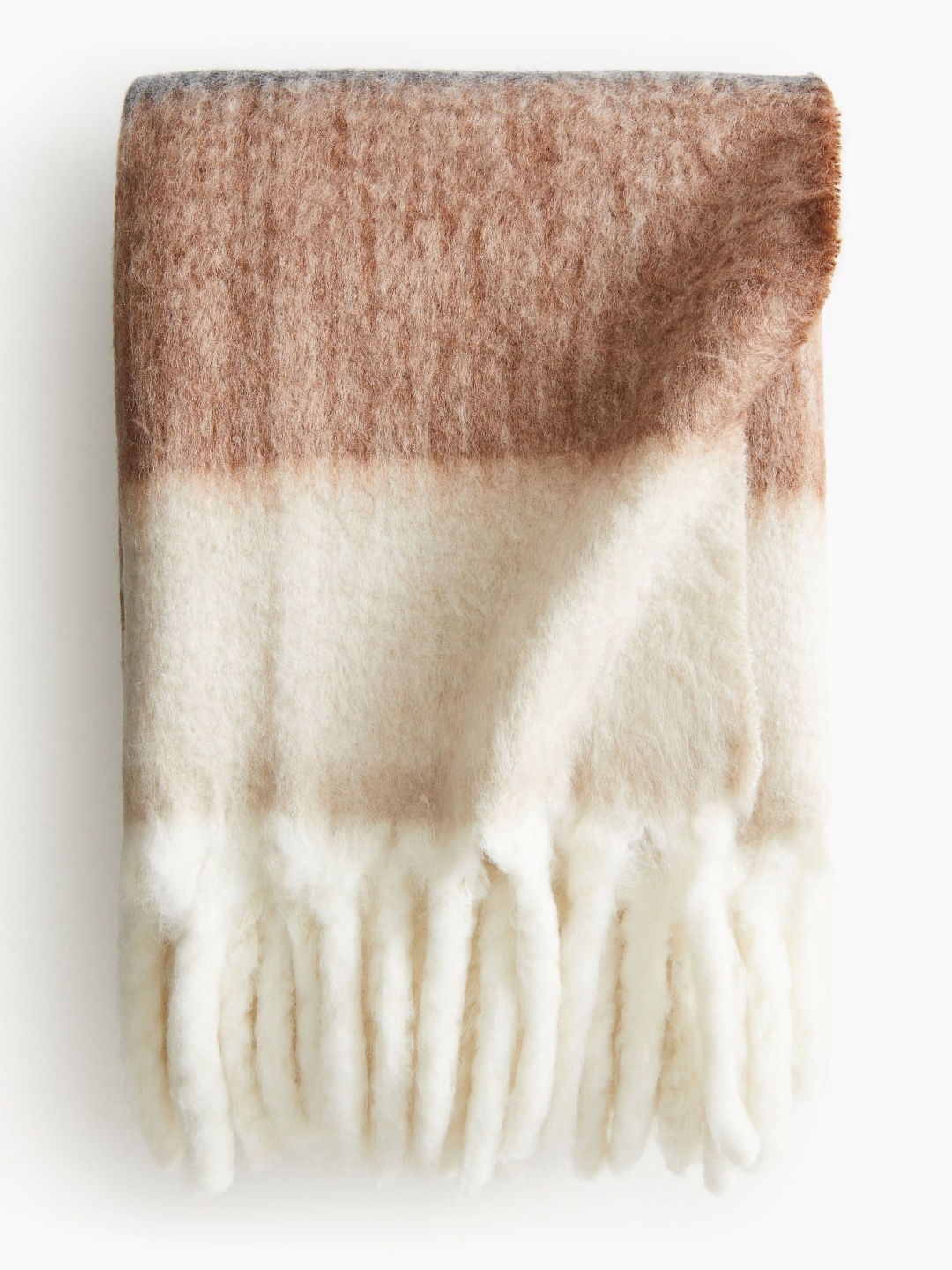 

H&M Brown & Cream-Coloured Patterned Wool-Blend Blanket