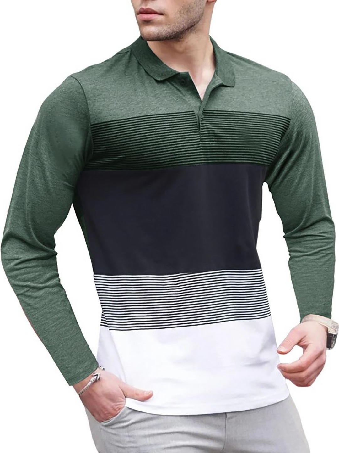 

StyleCast x Revolte Men Colourblocked Halter Neck T-shirt, Green