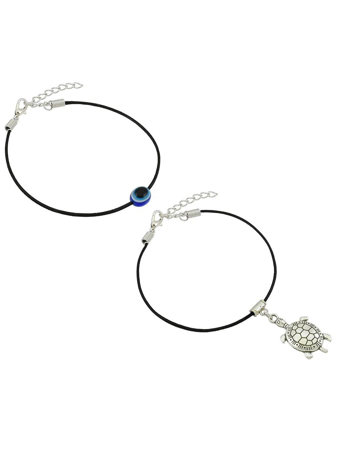 

HIGH TRENDZ Women Set of 2 Anklets, Black