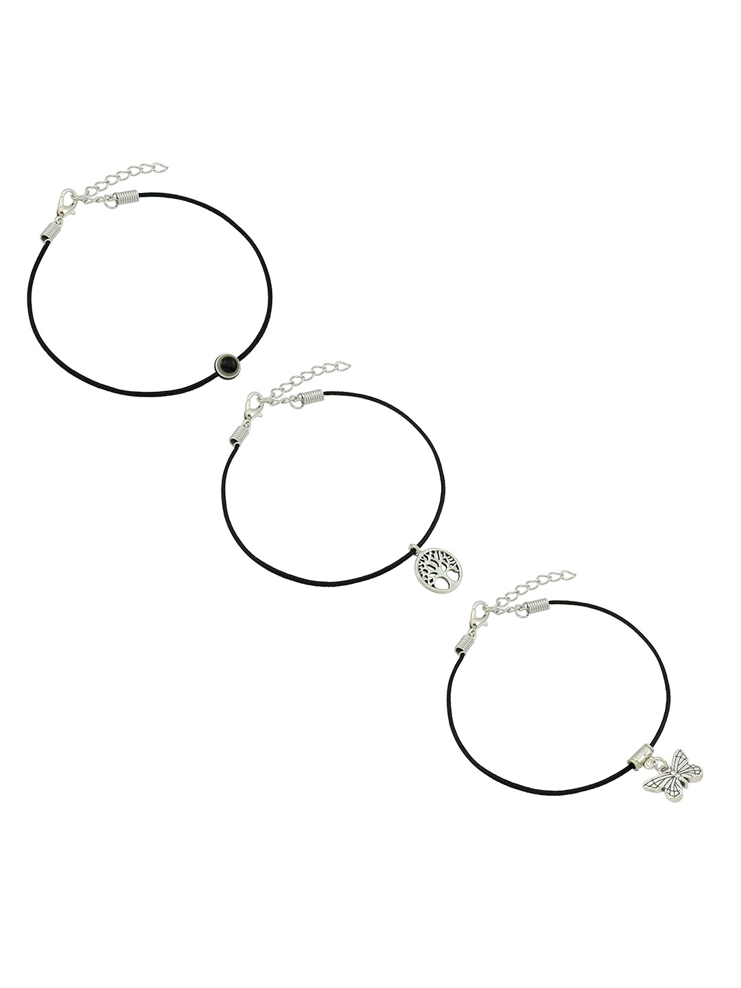

HIGH TRENDZ Women Set of 2 Anklets, Black