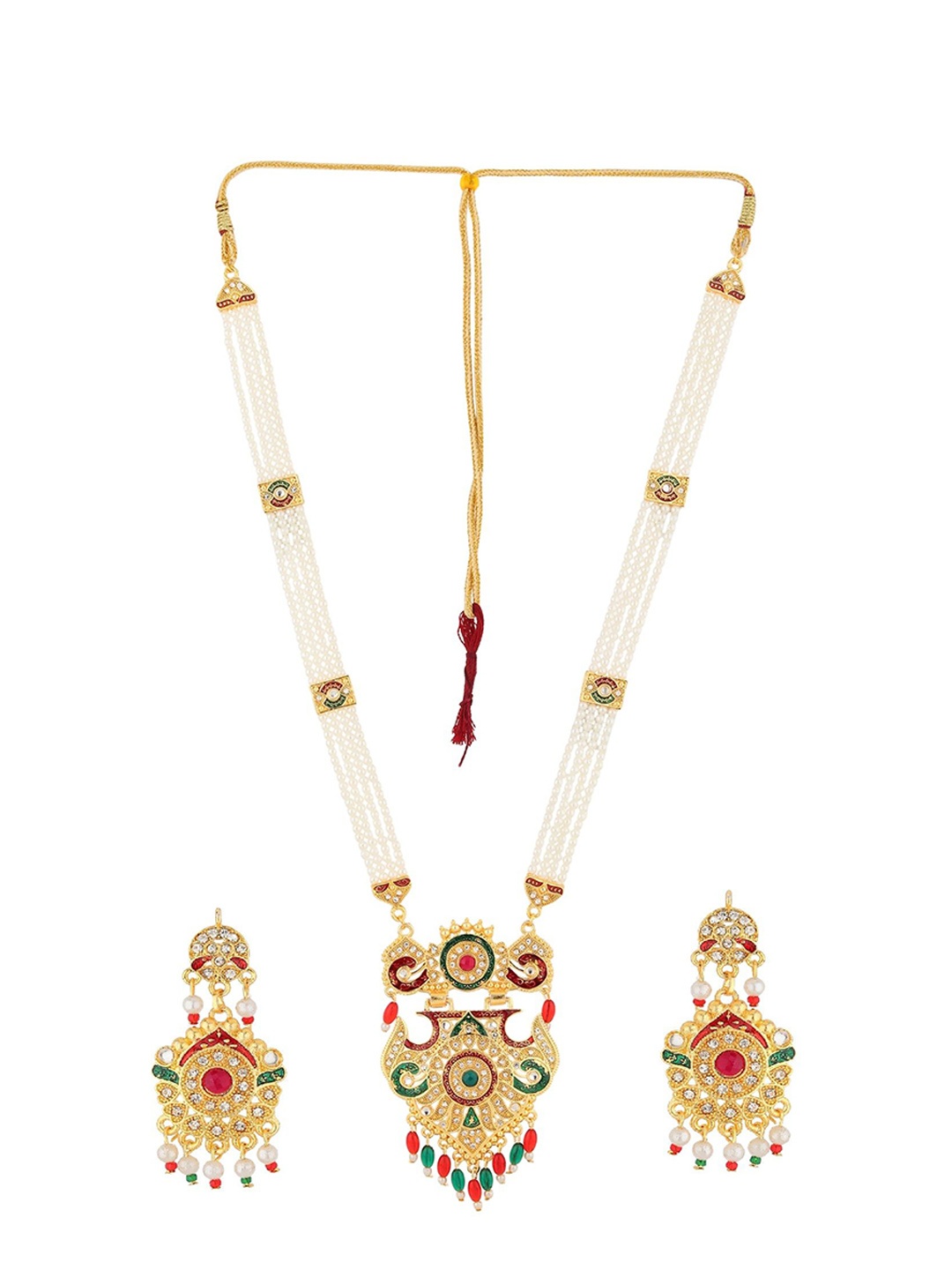 

Rhosyn Gold-Plated Stone-Studded & Beaded Jewellery Set, Multi
