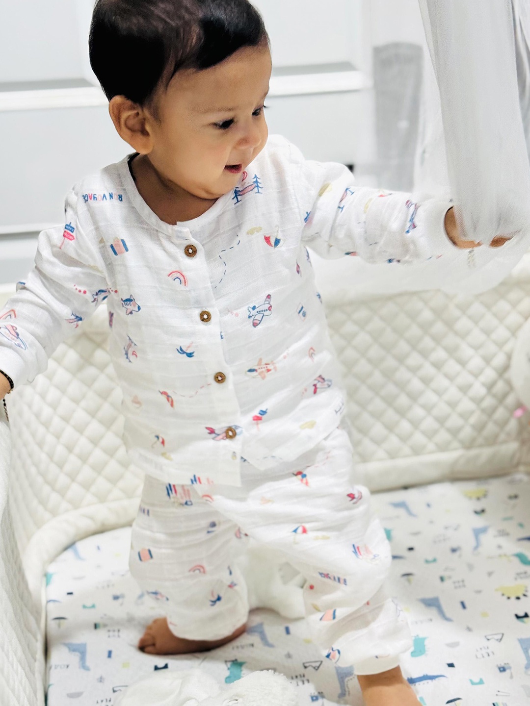 

Honcho Baby Unisex Kids Printed Shirt, White
