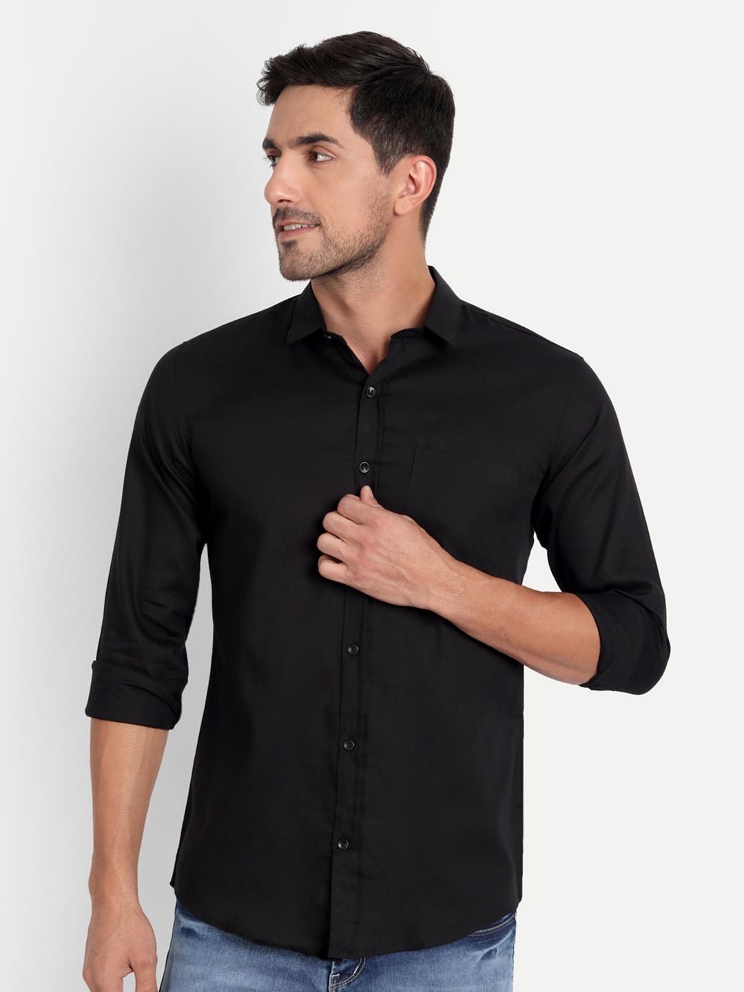 

Tanip Men Comfort Sheer Casual Shirt, Black