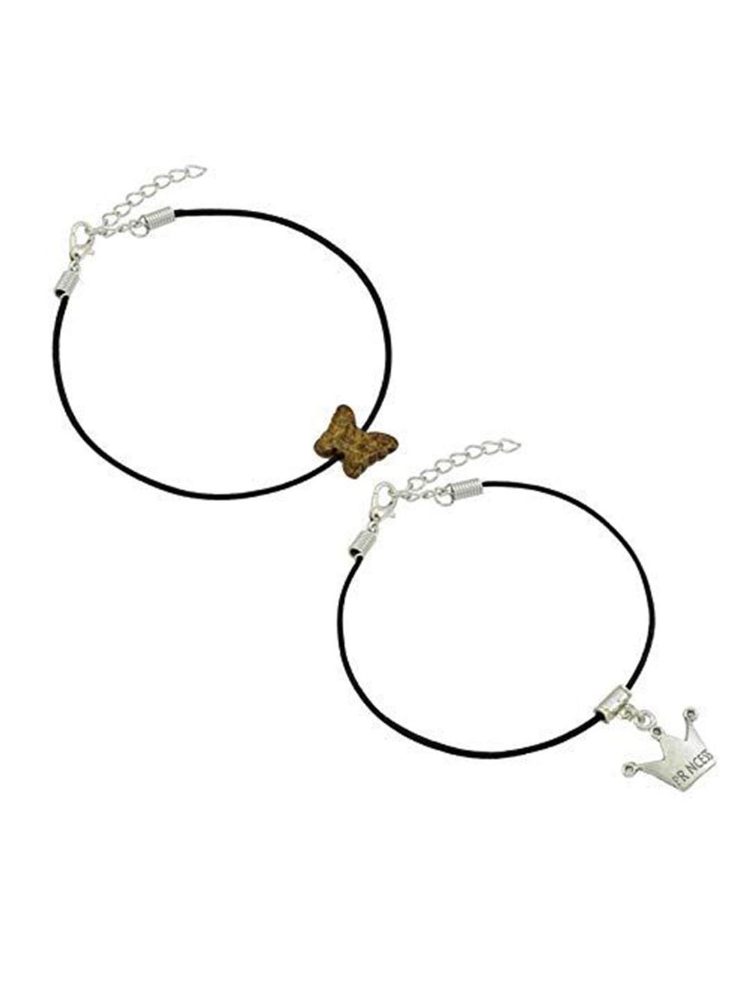 

HIGH TRENDZ Women Set of 2 Anklets, Black