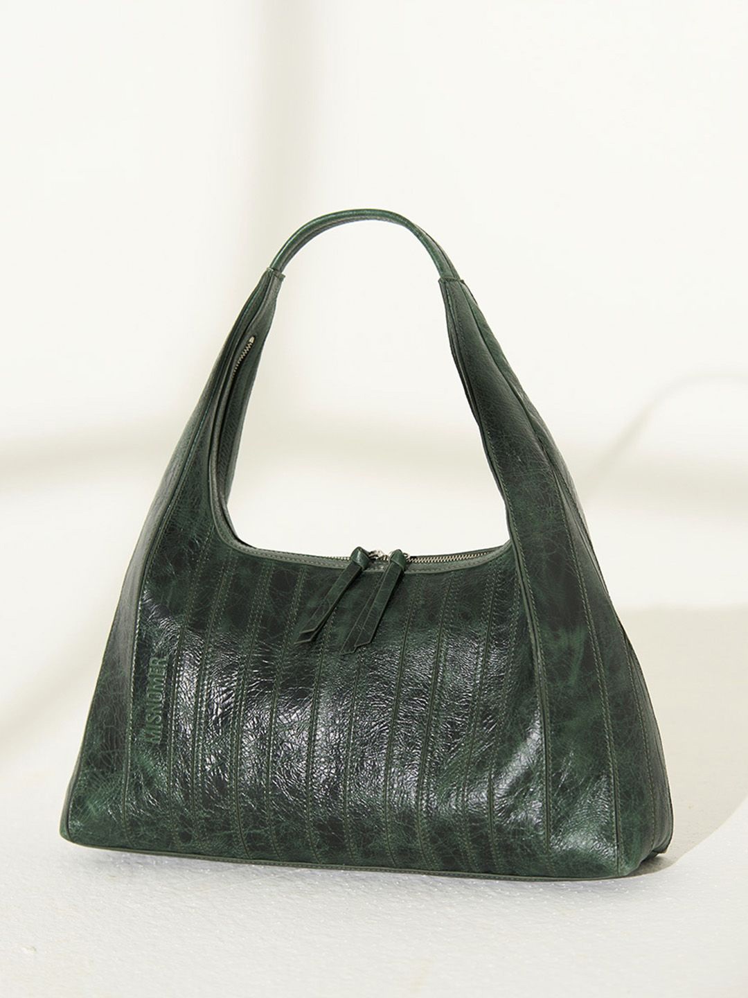 

the Misnomer Unisex Textured Leather Oversized Shoulder Bag, Green